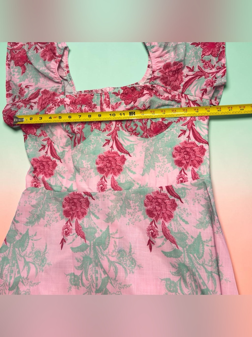 Size 12 Floral Pink Square-Neck Maxi Dress - Picture 10 of 10